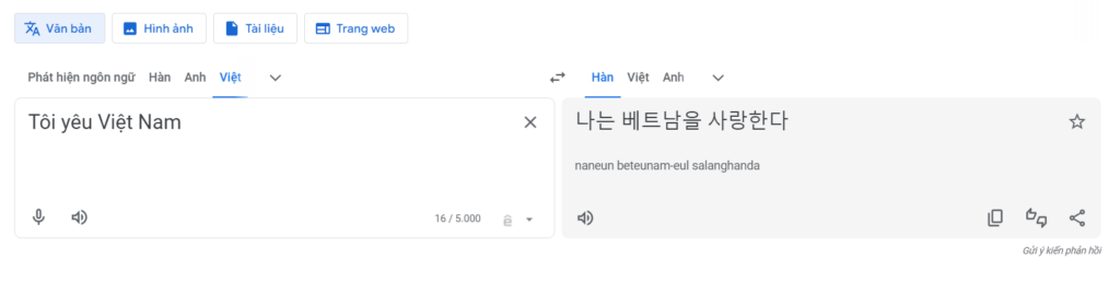 Dịch tiếng Hàn với Google dịch