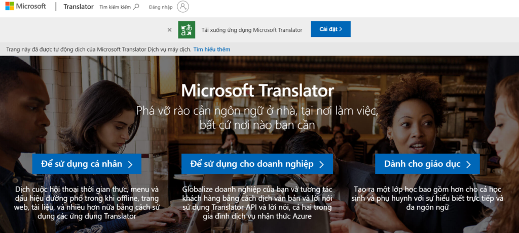Microsoft Translator-web dịch tiếng Hàn