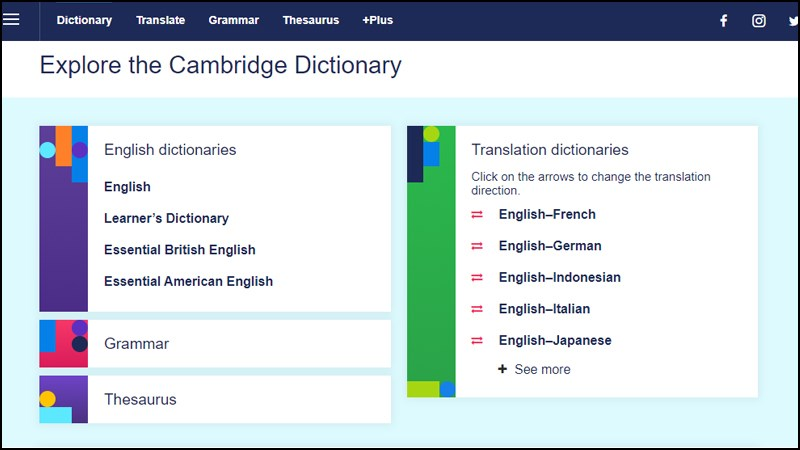 Dịch tiếng anh chuyên ngành Cambridge Dictionary